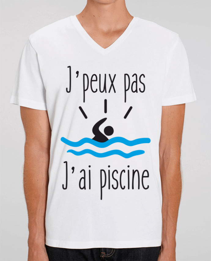 Men V-Neck T-shirt Stanley Presenter J'peux pas j'ai piscine by Benichan