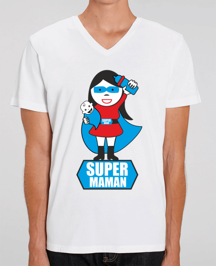 Men V-Neck T-shirt Stanley Presenter Super maman by Benichan