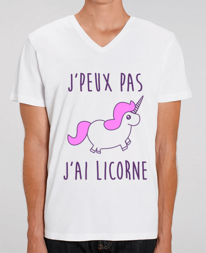 Men V-Neck T-shirt Stanley Presenter J'peux pas j'ai licorne by Benichan