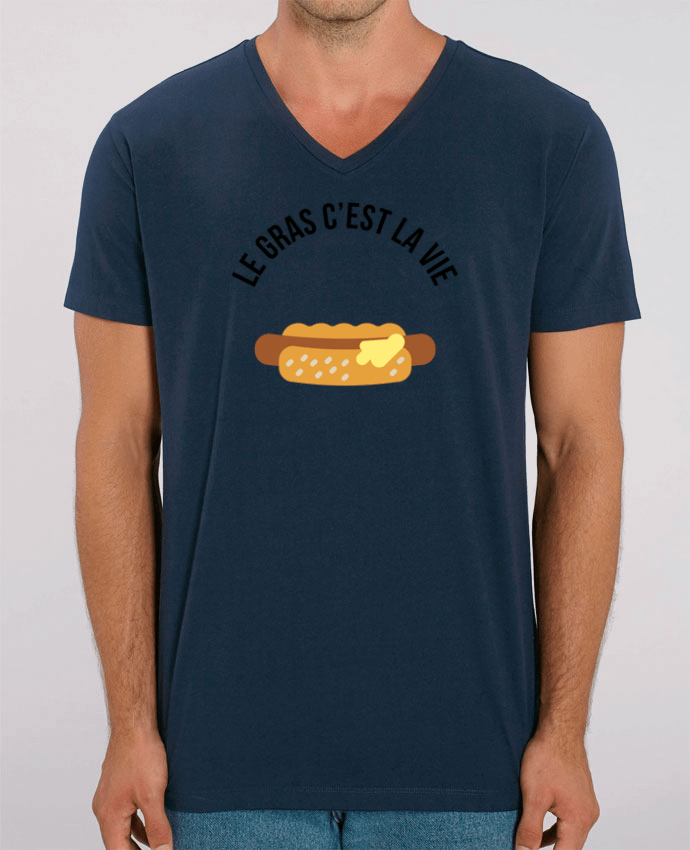 Tee Shirt Homme Col V Stanley PRESENTER Le gras c'est la vie by tunetoo