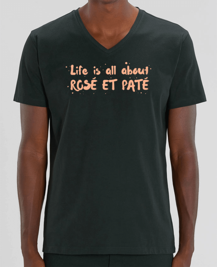 Men V-Neck T-shirt Stanley Presenter Rosé et Paté by tunetoo