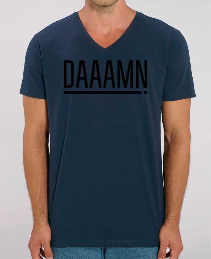 Men V-Neck T-shirt Stanley Presenter Daaamn ! by tunetoo