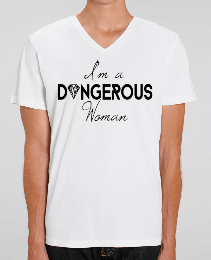 Tee Shirt Homme Col V Stanley PRESENTER I'm a dangerous woman by CycieAndThings