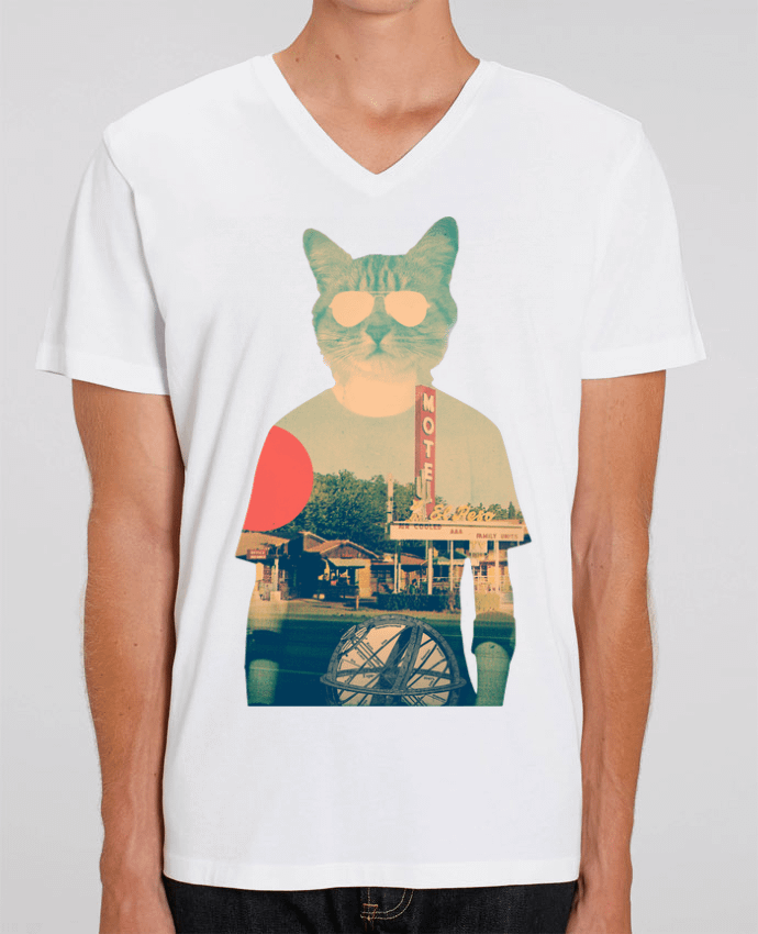 Men V-Neck T-shirt Stanley Presenter Cool cat by ali_gulec