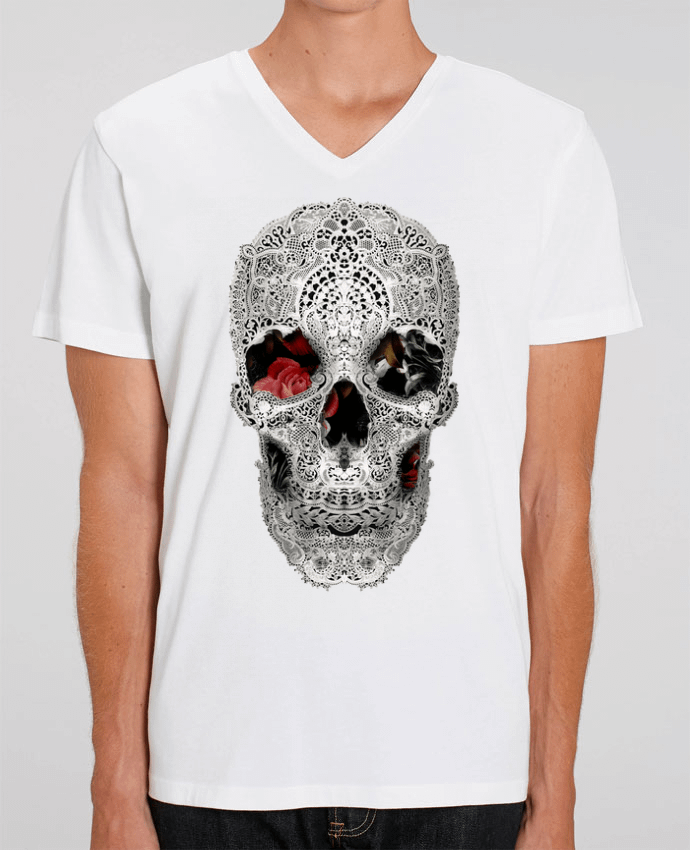 Tee Shirt Homme Col V Stanley PRESENTER Lace skull 2 light by ali_gulec