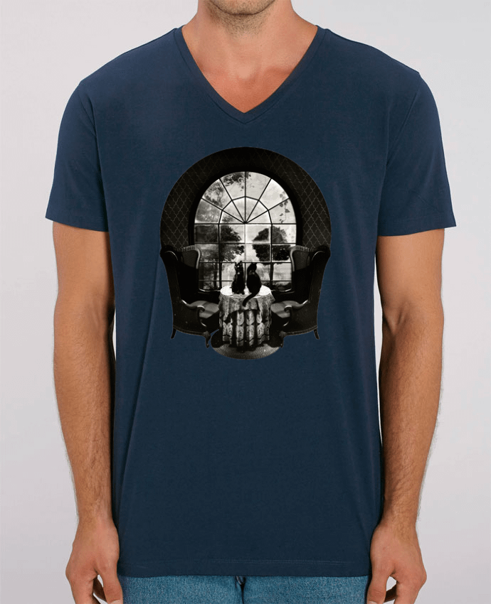 Men V-Neck T-shirt Stanley Presenter Room skull by ali_gulec