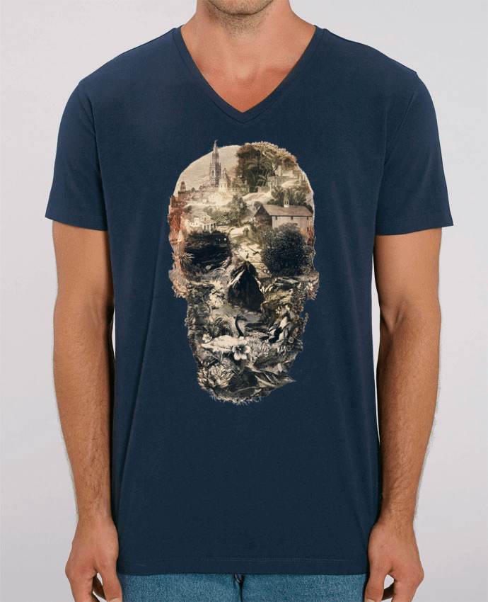 Men V-Neck T-shirt Stanley Presenter Skull town by ali_gulec
