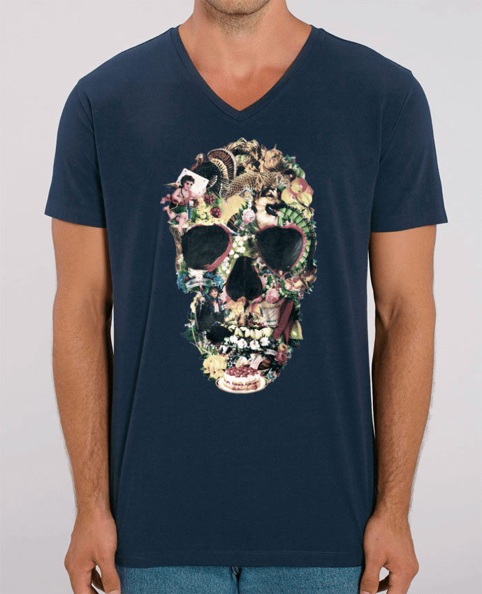 Men V-Neck T-shirt Stanley Presenter Vintage Skull by ali_gulec