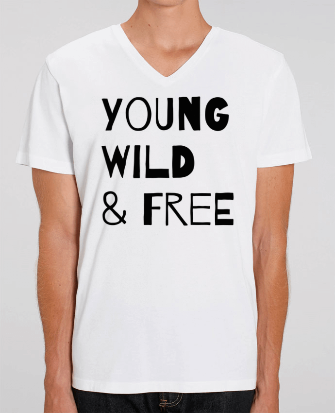 Tee Shirt Homme Col V Stanley PRESENTER YOUNG, WILD, FREE by tunetoo