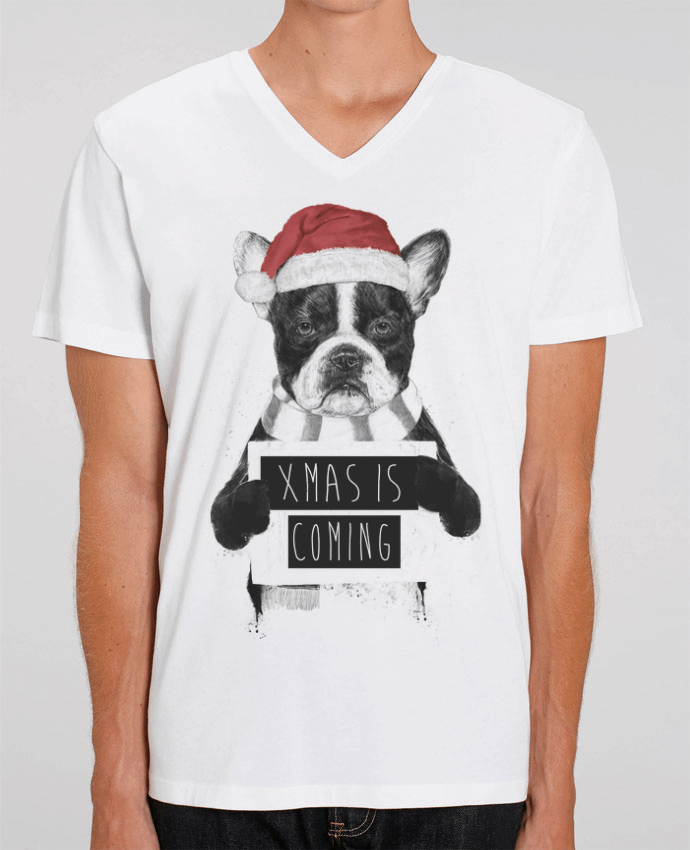 Tee Shirt Homme Col V Stanley PRESENTER X-mas is coming by Balàzs Solti