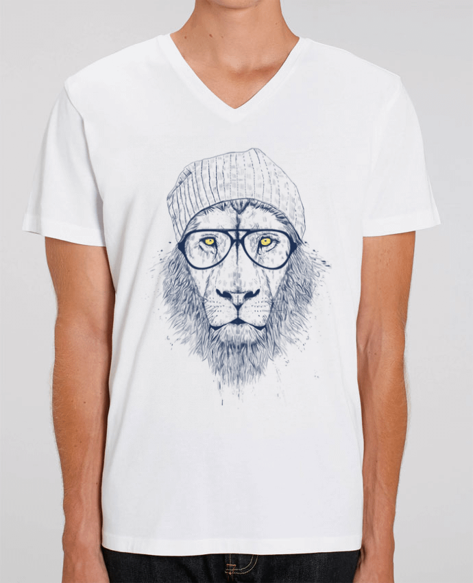 Tee Shirt Homme Col V Stanley PRESENTER Cool Lion by Balàzs Solti