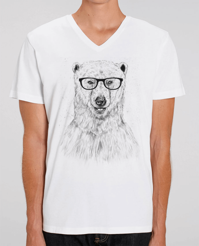 Tee Shirt Homme Col V Stanley PRESENTER Geek Bear by Balàzs Solti