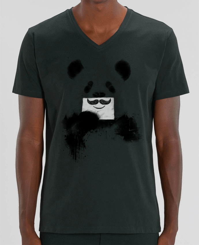 Men V-Neck T-shirt Stanley Presenter Funny Panda by Balàzs Solti