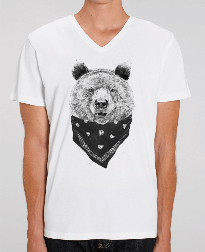 Camiseta Hombre Cuello V Stanley PRESENTER wild_bear por Balàzs Solti