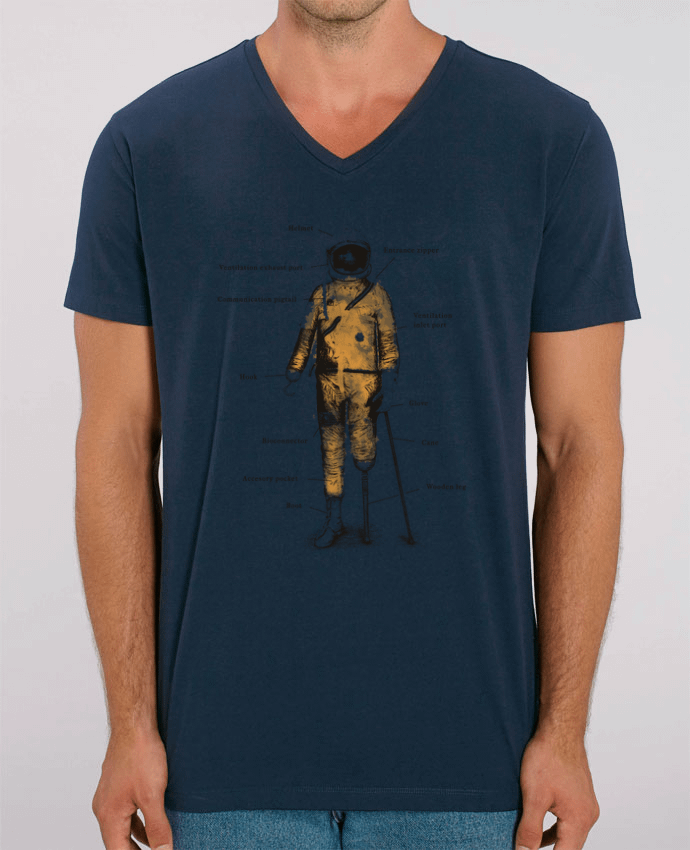 Tee Shirt Homme Col V Stanley PRESENTER Astropirate with text by Florent Bodart