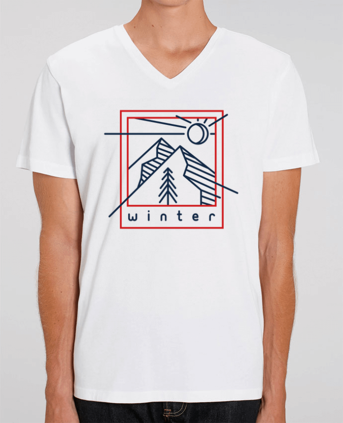 Men V-Neck T-shirt Stanley Presenter Winter polaroid by tunetoo