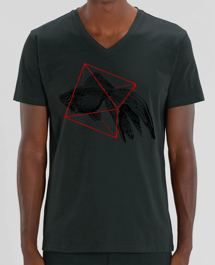 Men V-Neck T-shirt Stanley Presenter Fish in geometrics II by Florent Bodart