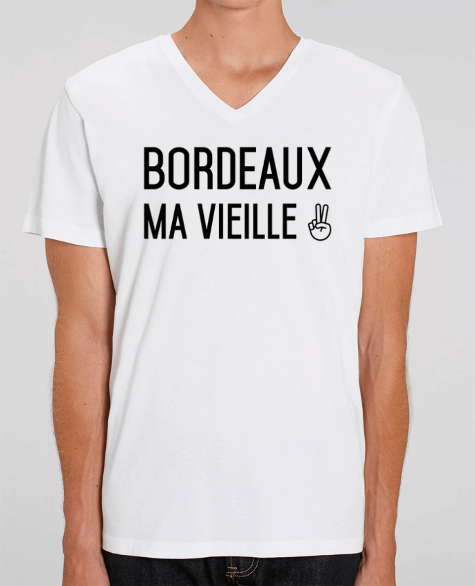 Men V-Neck T-shirt Stanley Presenter Bordeaux ma vieille by tunetoo