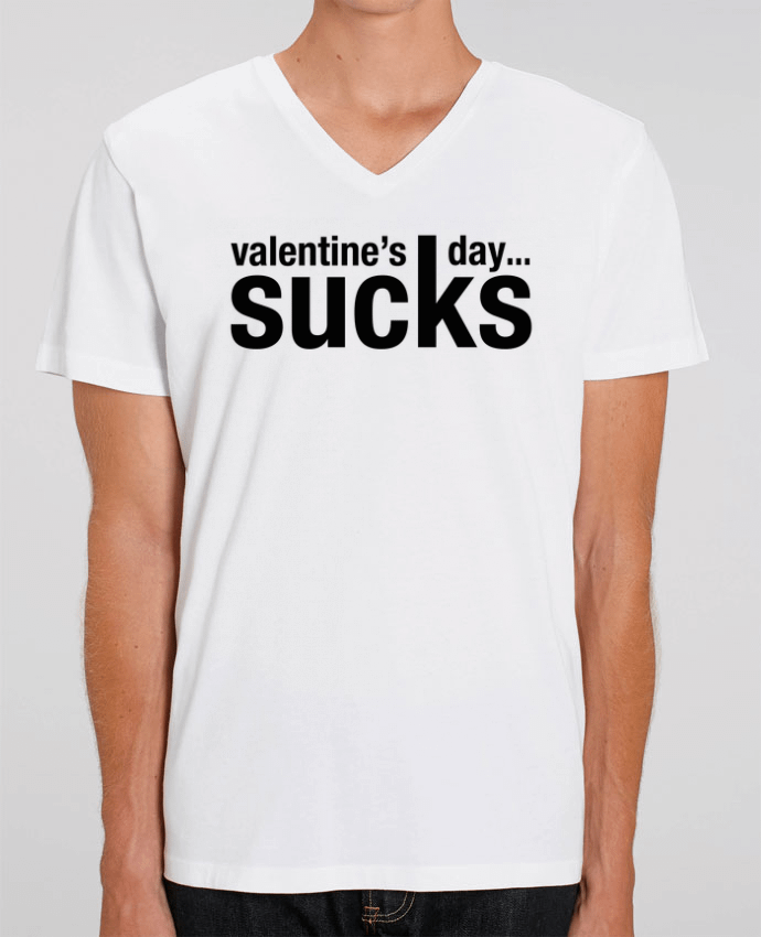 Men V-Neck T-shirt Stanley Presenter Valentine's day sucks by tunetoo