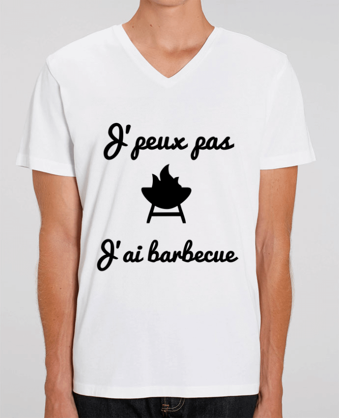 Men V-Neck T-shirt Stanley Presenter J'peux pas j'ai barbecue by Benichan