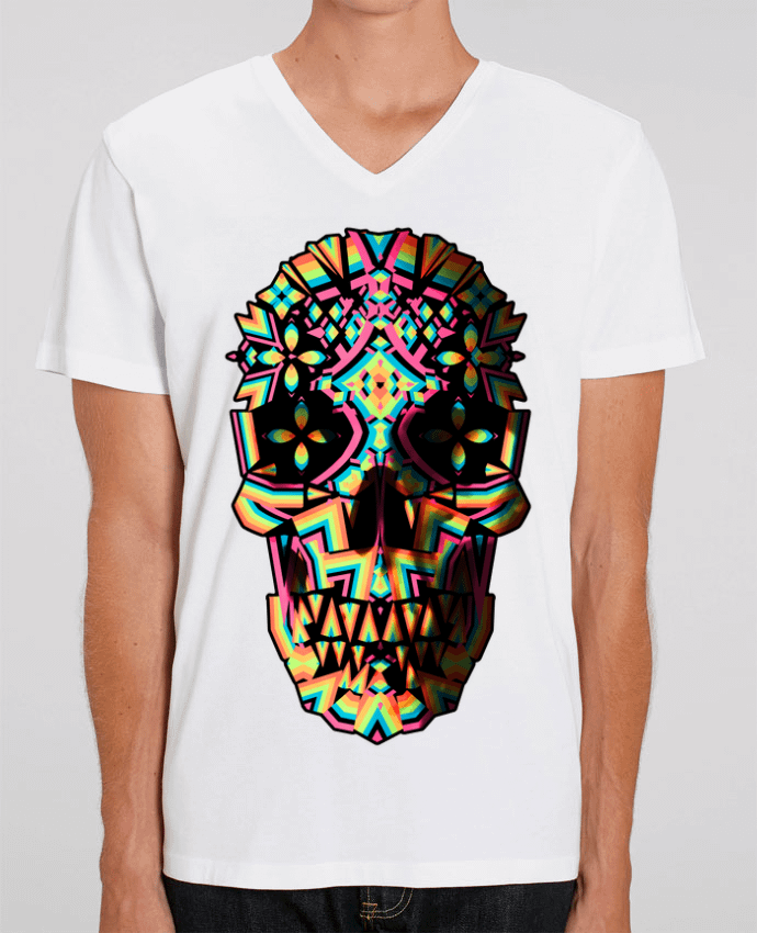 Men V-Neck T-shirt Stanley Presenter Skull Geo by ali_gulec