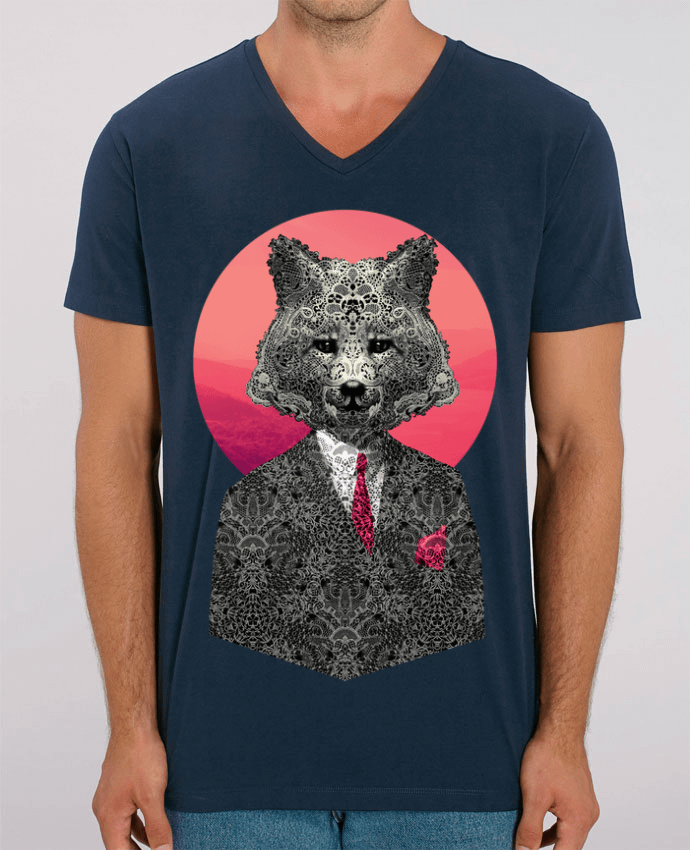 Men V-Neck T-shirt Stanley Presenter Very Important Fox by ali_gulec