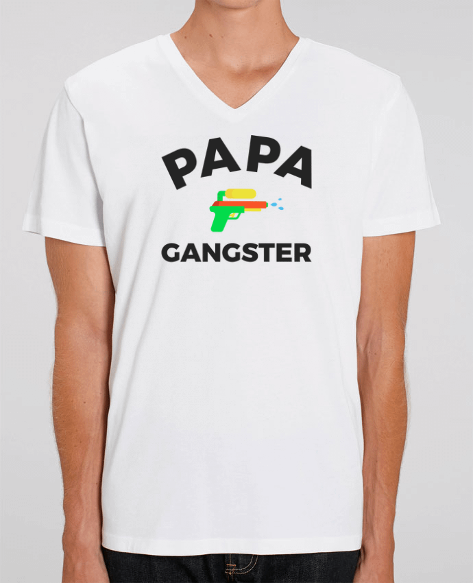 Men V-Neck T-shirt Stanley Presenter Papa Ganster by Ruuud