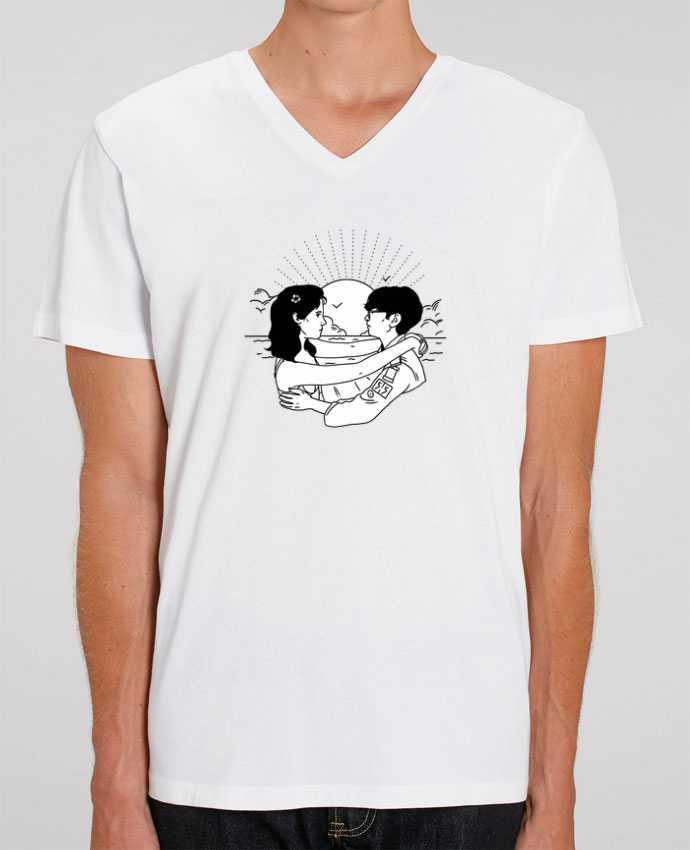 Men V-Neck T-shirt Stanley Presenter Moonrise Kingdom by tattooanshort