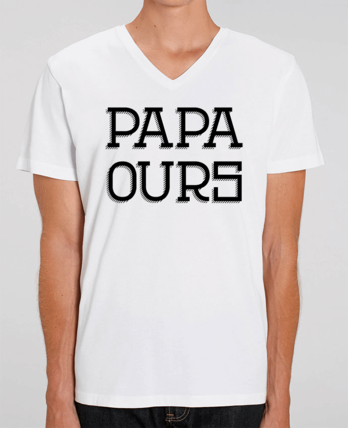 Tee Shirt Homme Col V Stanley PRESENTER Papa ours by tunetoo