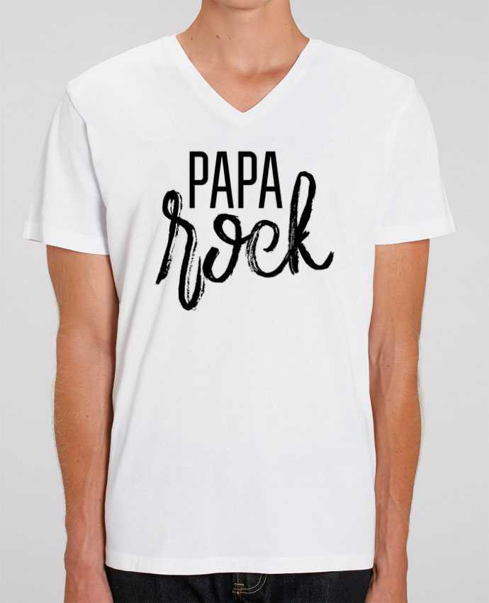 Men V-Neck T-shirt Stanley Presenter Papa rock by tunetoo