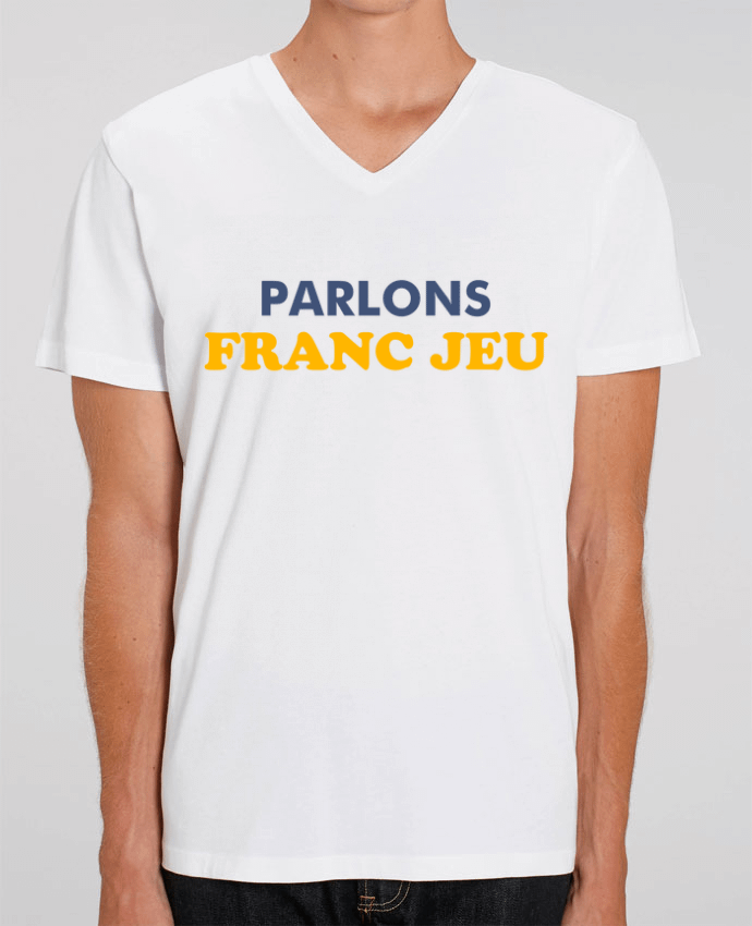 Men V-Neck T-shirt Stanley Presenter Parlons franc jeu by tunetoo