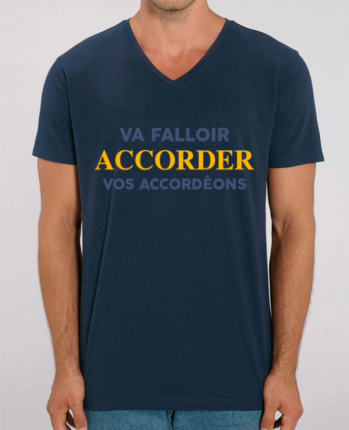 Men V-Neck T-shirt Stanley Presenter Va falloir accorder vos accordéons by tunetoo