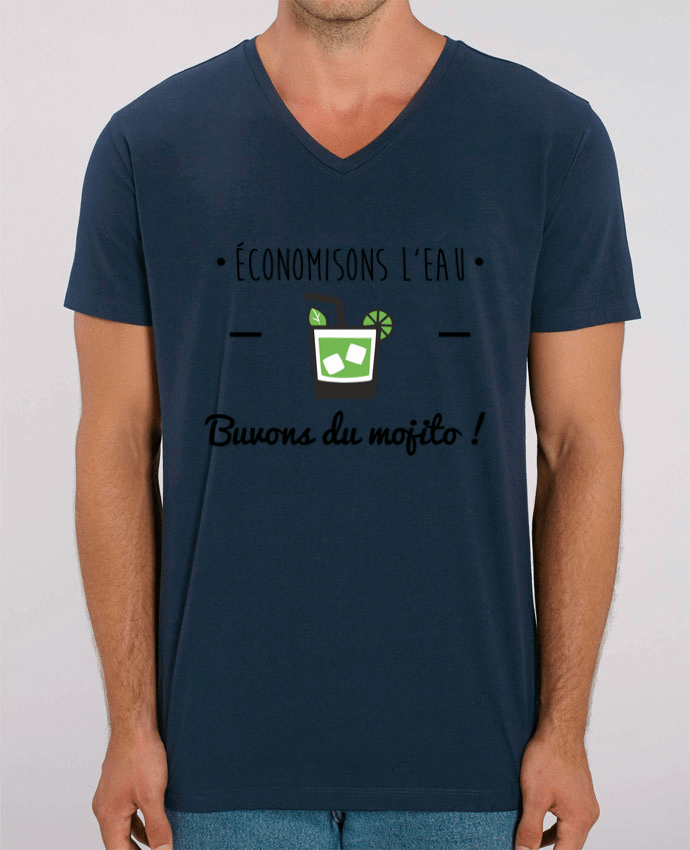 Camiseta Hombre Cuello V Stanley PRESENTER Économisons l'eau, buvons du mojito ! Humour , alcool , citations por Benichan