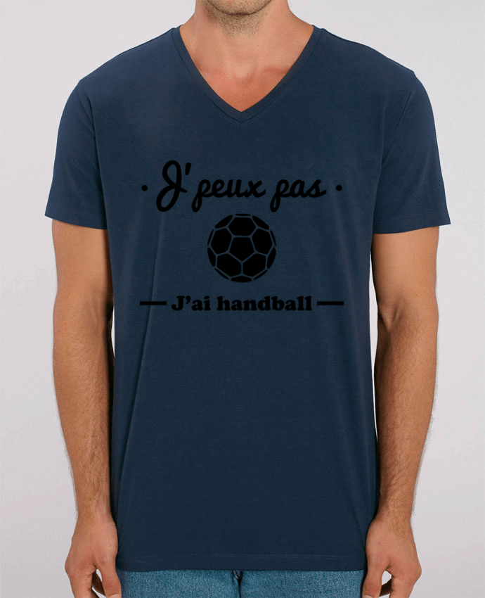 Men V-Neck T-shirt Stanley Presenter J'peux pas j'ai handball ,  tee shirt handball, hand by Benichan