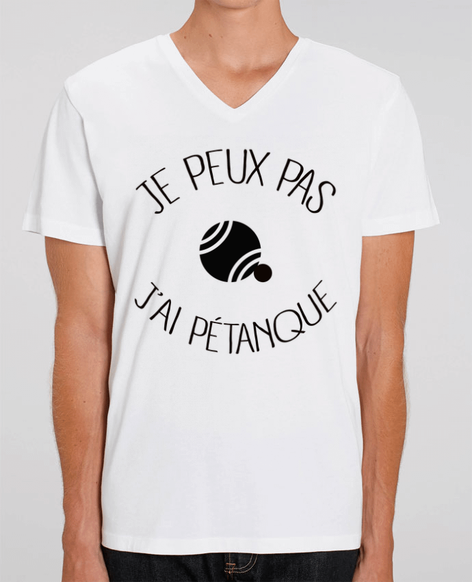 Men V-Neck T-shirt Stanley Presenter Je peux pas j'ai Pétanque by Freeyourshirt.com