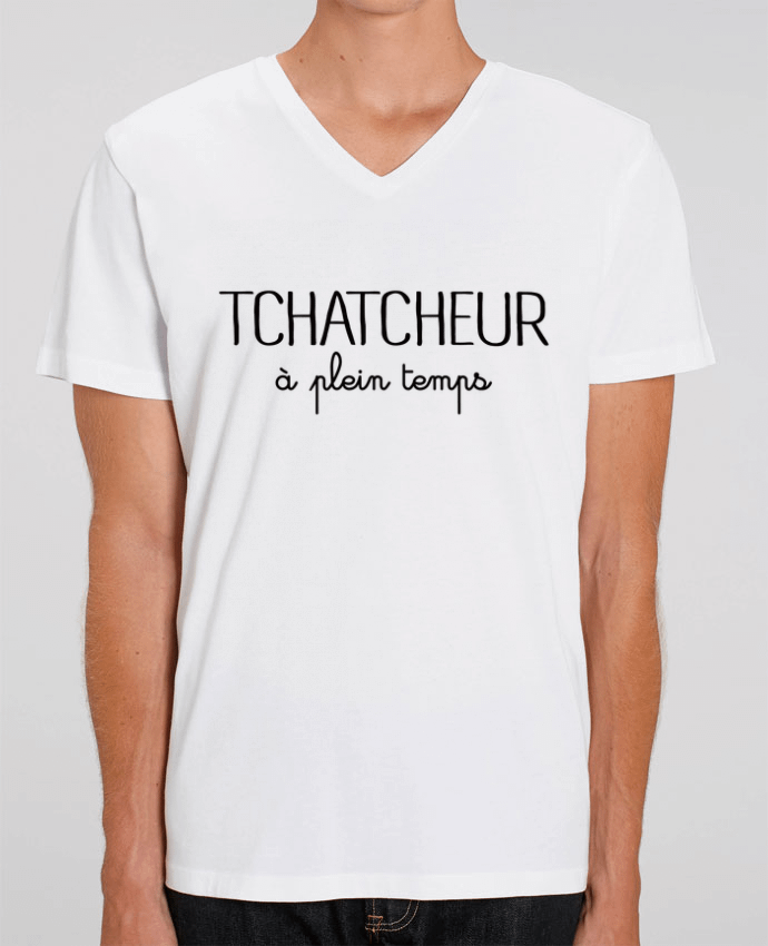 Men V-Neck T-shirt Stanley Presenter Thatcheur à plein temps by Freeyourshirt.com