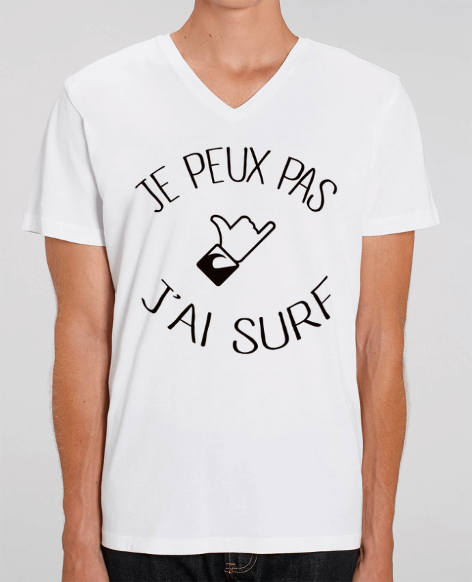 Men V-Neck T-shirt Stanley Presenter Je peux pas j'ai surf by Freeyourshirt.com