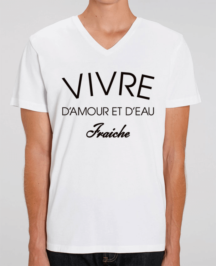 Men V-Neck T-shirt Stanley Presenter Vivre d'amour et d'eau fraîche by Freeyourshirt.com