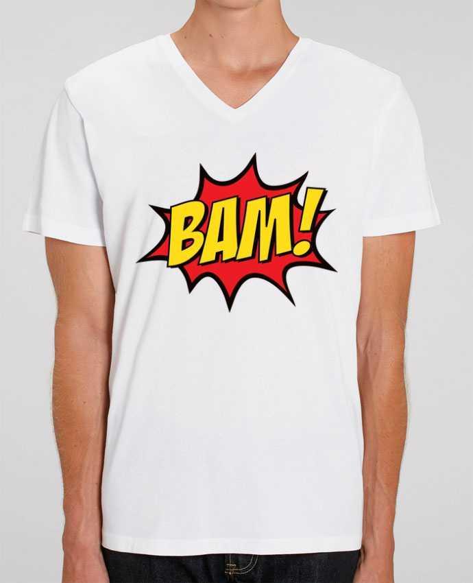 Men V-Neck T-shirt Stanley Presenter BAM ! by Freeyourshirt.com