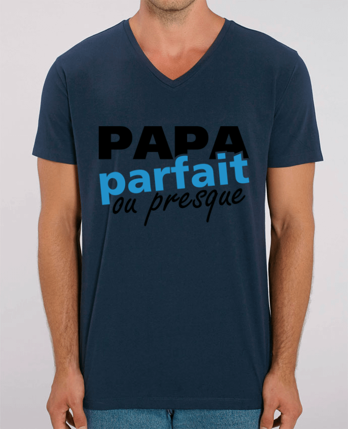 Tee Shirt Homme Col V Stanley PRESENTER Papa byfait ou presque by GraphiCK-Kids