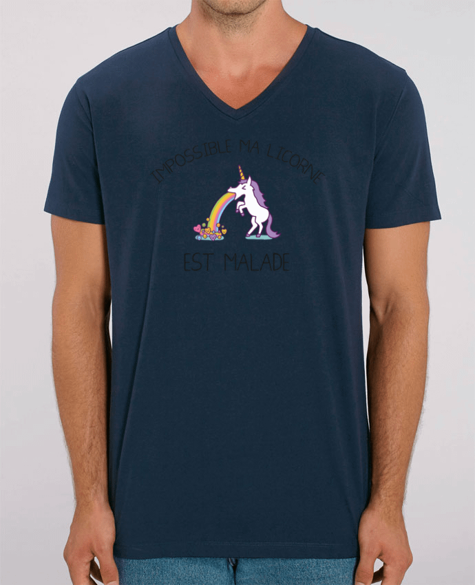 Tee Shirt Homme Col V Stanley PRESENTER Impossible ma licorne est malade ! by tunetoo