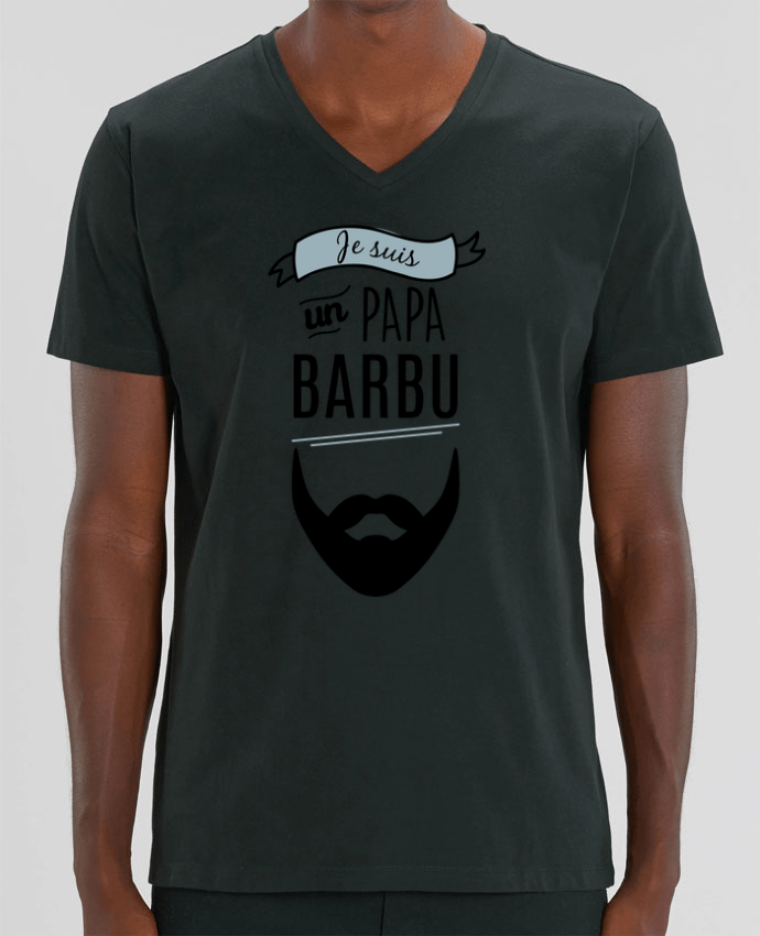Men V-Neck T-shirt Stanley Presenter Je suis un papa barbu by La boutique de Laura
