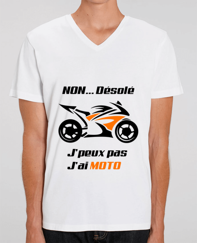 Men V-Neck T-shirt Stanley Presenter J'peux pas j'ai moto by MotorWave's