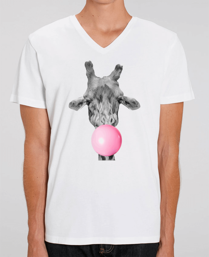 Tee Shirt Homme Col V Stanley PRESENTER Girafe bulle by justsayin