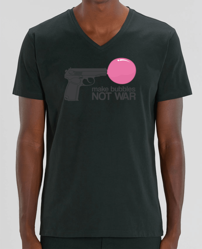 Men V-Neck T-shirt Stanley Presenter Make bubbles NOT WAR by justsayin