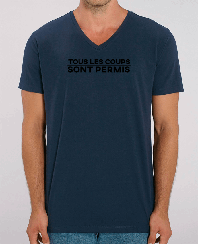 Tee Shirt Homme Col V Stanley PRESENTER Tous les coups sont permis by tunetoo