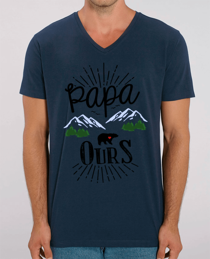 Tee Shirt Homme Col V Stanley PRESENTER Papa Ours by 