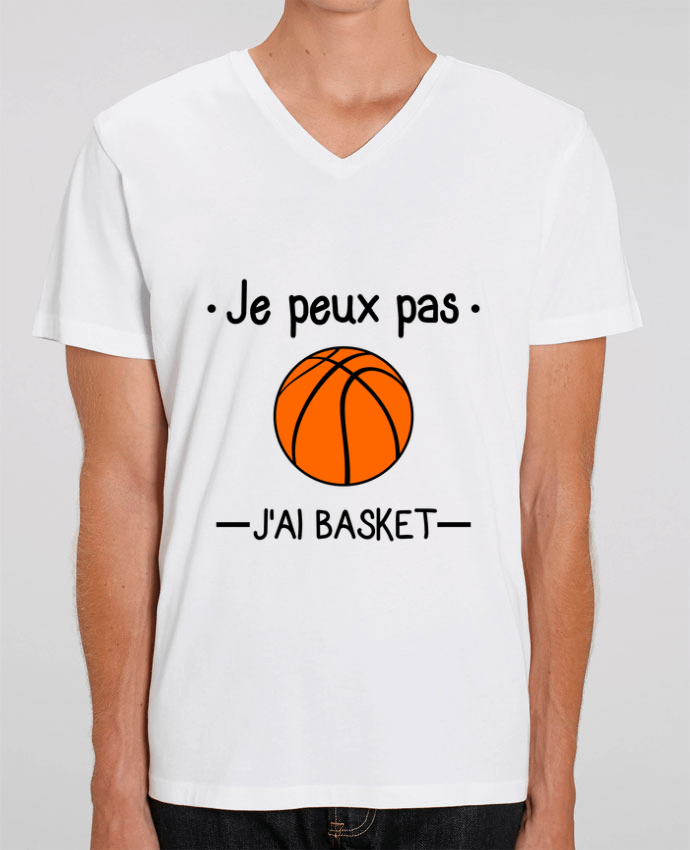 Tee Shirt Homme Col V Stanley PRESENTER Je peux pas j'ai basket,basketball,basket-ball by Benichan