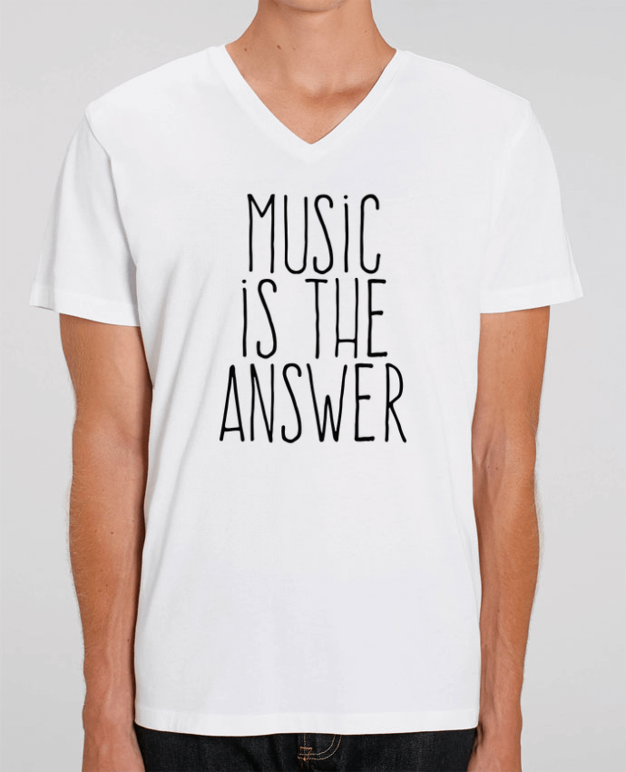 Camiseta Hombre Cuello V Stanley PRESENTER Music is the answer por justsayin