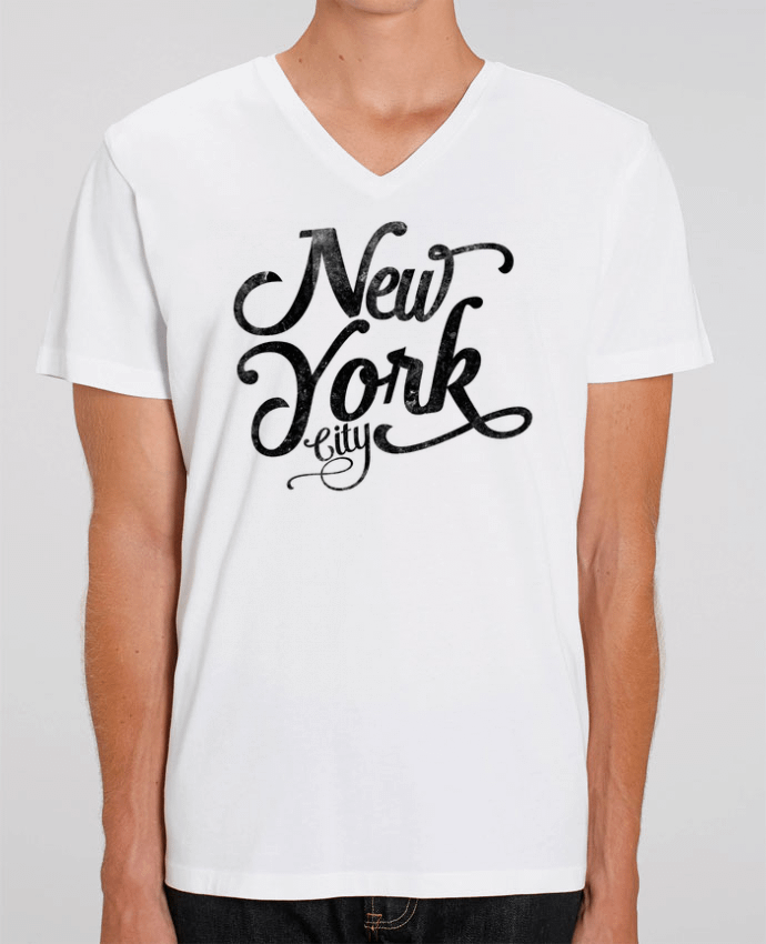 Men V-Neck T-shirt Stanley Presenter New York City typographie by justsayin